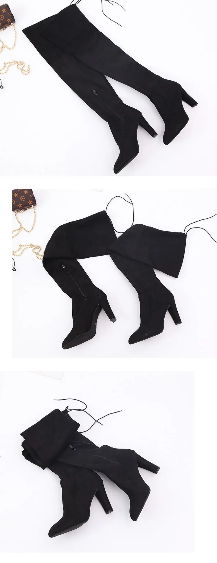 Women's Boots 2026 Autumn and Winter New European and American Style Plus Size Knee High Boots High Heels Round Toe Frosted Boot