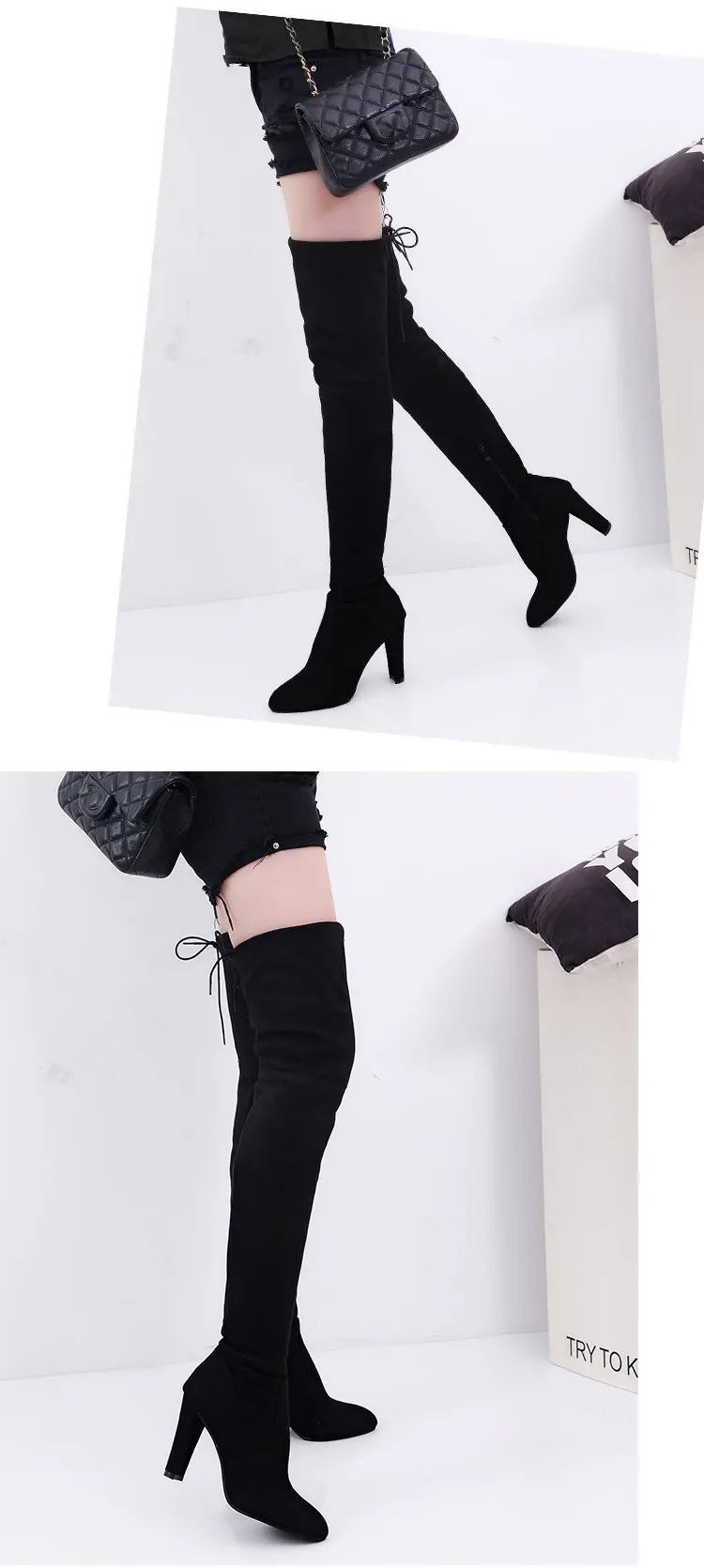 Women's Boots 2026 Autumn and Winter New European and American Style Plus Size Knee High Boots High Heels Round Toe Frosted Boot