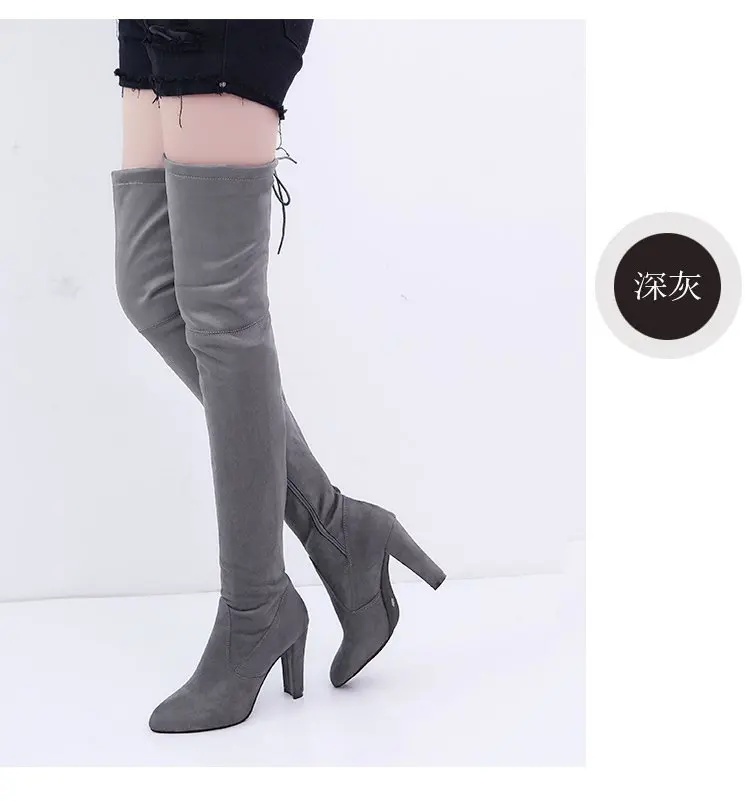 Women's Boots 2026 Autumn and Winter New European and American Style Plus Size Knee High Boots High Heels Round Toe Frosted Boot