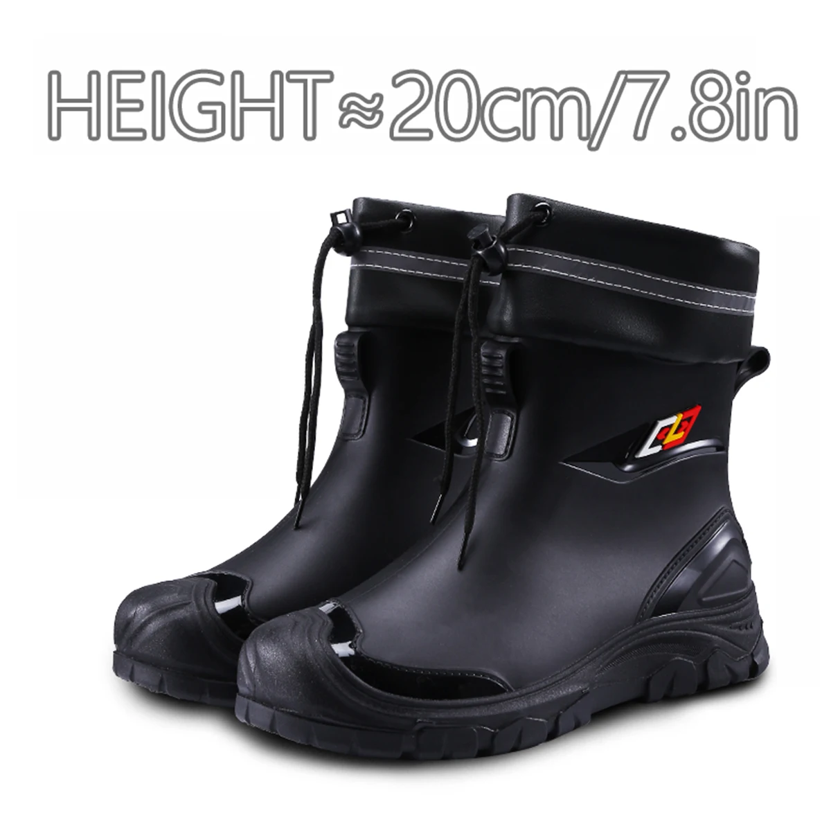 Men's Outdoor Work Rain Boots British Style Anti-Slip Waterproof Drawstring Drum Mouth Universal Four Season Comfortable Fit