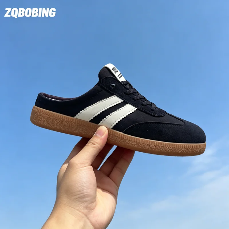 2026 Summer Couple Style New Models 37-48 Large Size Closed-Toe Half-Slip Men's Shoes Retro Classic Outdoor Slip-On Shoes Fashionable Breathable Women's Slippers