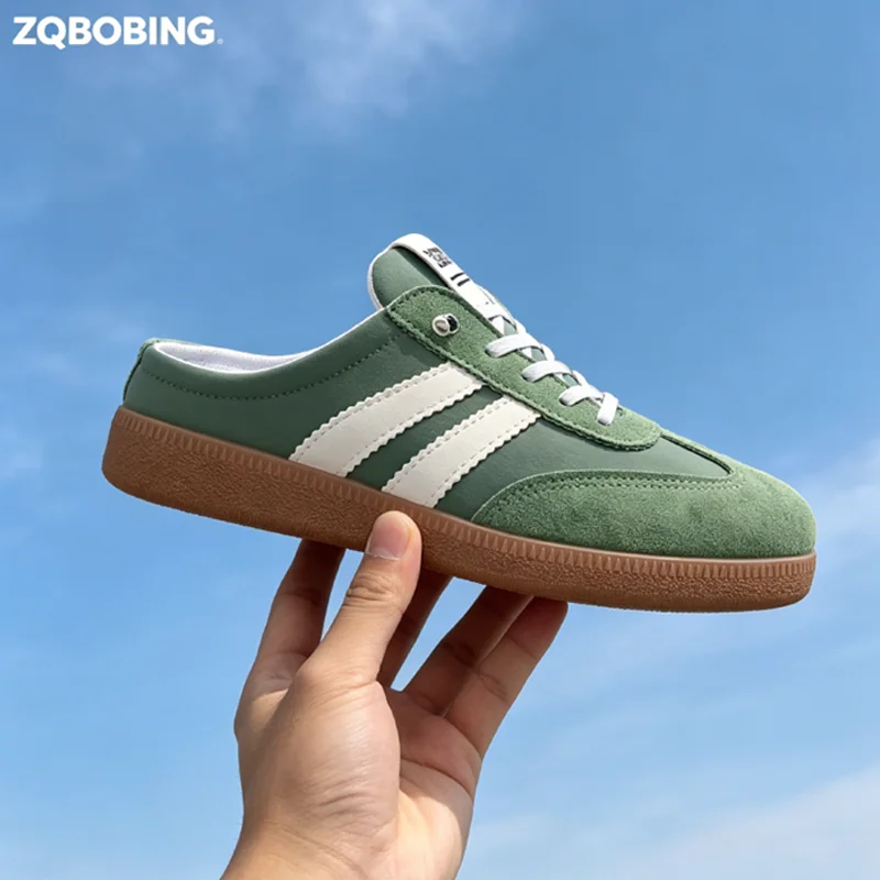 2026 Summer Couple Style New Models 37-48 Large Size Closed-Toe Half-Slip Men's Shoes Retro Classic Outdoor Slip-On Shoes Fashionable Breathable Women's Slippers
