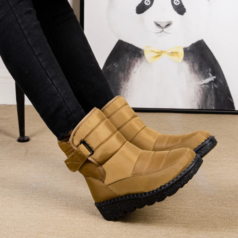 Windproof Waterproof Platform Snow Boots Women Keep Warm Thick Plush Winter Shoes Woman Non Slip Cotton Ankle Boots Plus Size 44