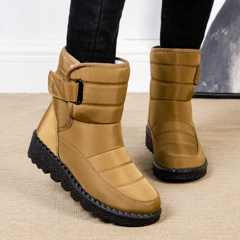 Windproof Waterproof Platform Snow Boots Women Keep Warm Thick Plush Winter Shoes Woman Non Slip Cotton Ankle Boots Plus Size 44