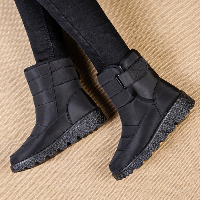 Windproof Waterproof Platform Snow Boots Women Keep Warm Thick Plush Winter Shoes Woman Non Slip Cotton Ankle Boots Plus Size 44