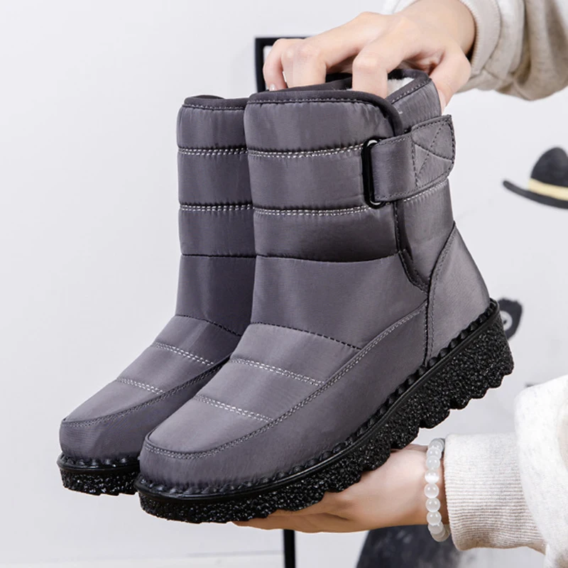 Windproof Waterproof Platform Snow Boots Women Keep Warm Thick Plush Winter Shoes Woman Non Slip Cotton Ankle Boots Plus Size 44