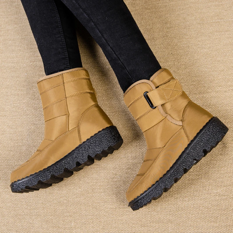 Windproof Waterproof Platform Snow Boots Women Keep Warm Thick Plush Winter Shoes Woman Non Slip Cotton Ankle Boots Plus Size 44