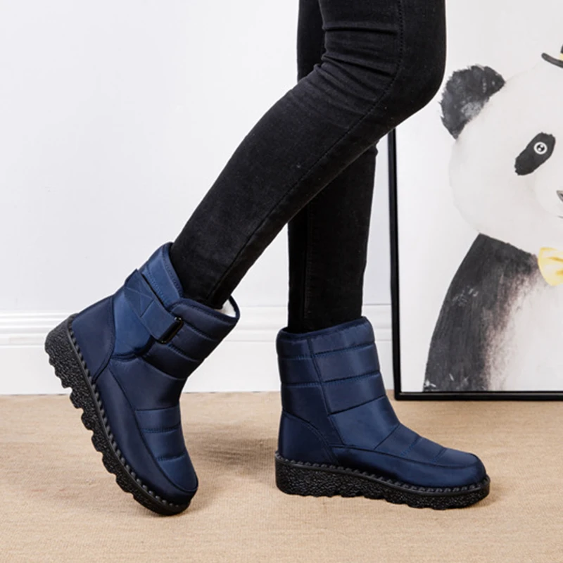 Windproof Waterproof Platform Snow Boots Women Keep Warm Thick Plush Winter Shoes Woman Non Slip Cotton Ankle Boots Plus Size 44