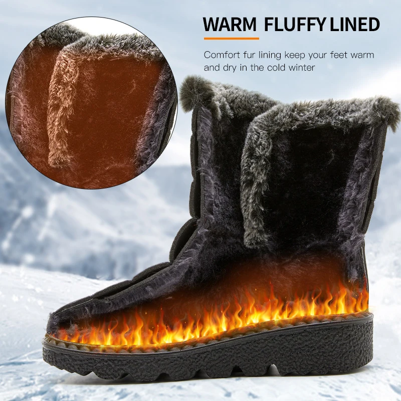 Windproof Waterproof Platform Snow Boots Women Keep Warm Thick Plush Winter Shoes Woman Non Slip Cotton Ankle Boots Plus Size 44