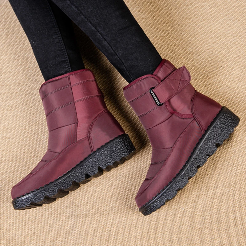 Windproof Waterproof Platform Snow Boots Women Keep Warm Thick Plush Winter Shoes Woman Non Slip Cotton Ankle Boots Plus Size 44
