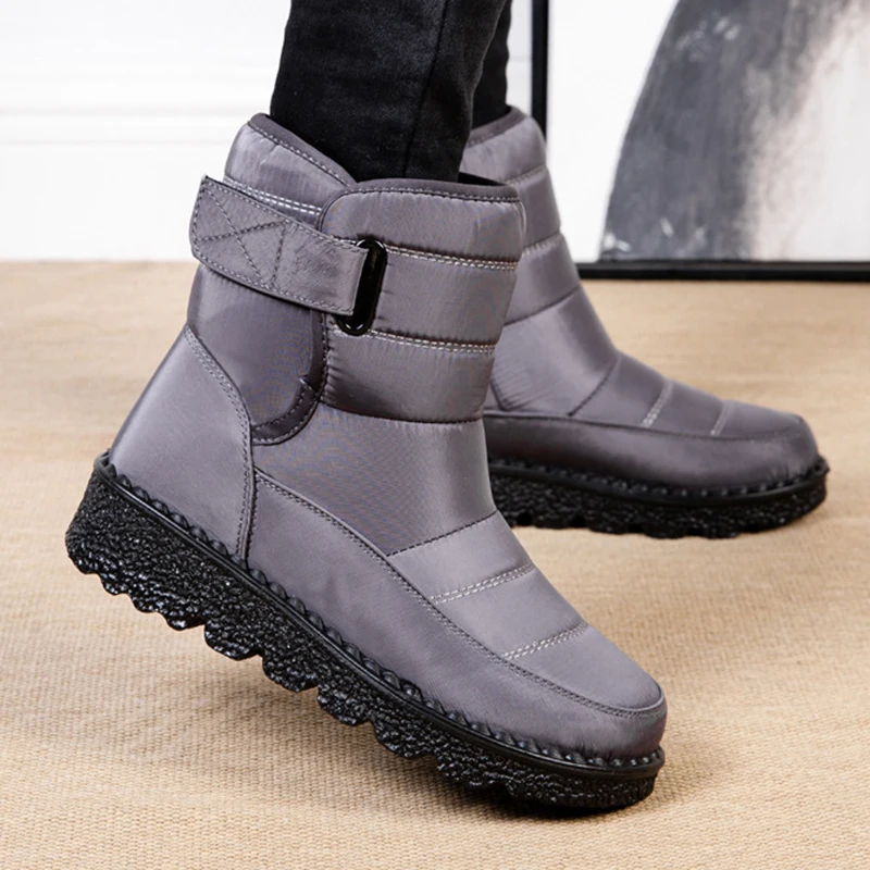 Windproof Waterproof Platform Snow Boots Women Keep Warm Thick Plush Winter Shoes Woman Non Slip Cotton Ankle Boots Plus Size 44