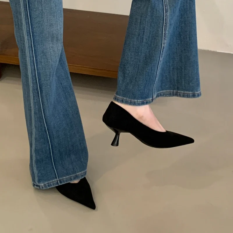 Bailamos Autumn Pointed Toe Women Sandals Sexy Shallow Slip On Pumps Shoes Fashion Thin High Heel Ladies Elegant Dress Shoes