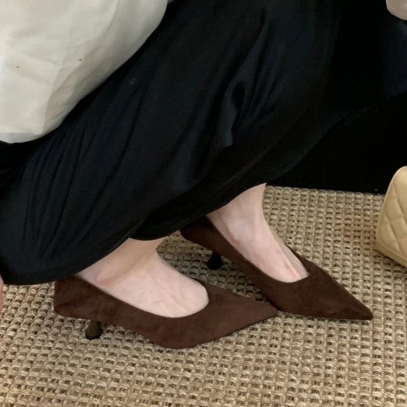 Bailamos Autumn Pointed Toe Women Sandals Sexy Shallow Slip On Pumps Shoes Fashion Thin High Heel Ladies Elegant Dress Shoes