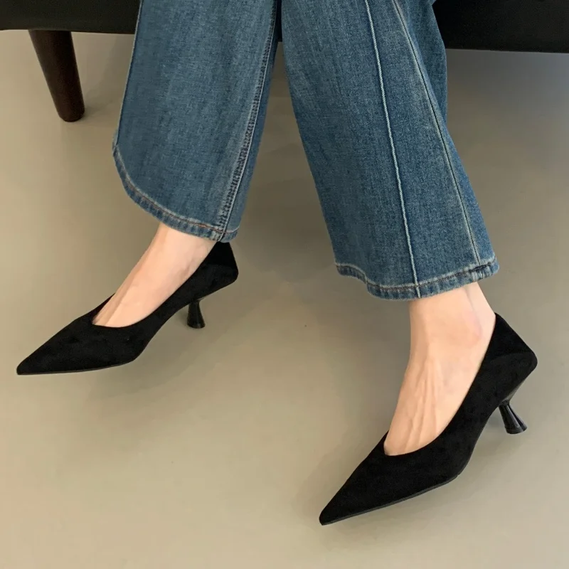 Bailamos Autumn Pointed Toe Women Sandals Sexy Shallow Slip On Pumps Shoes Fashion Thin High Heel Ladies Elegant Dress Shoes