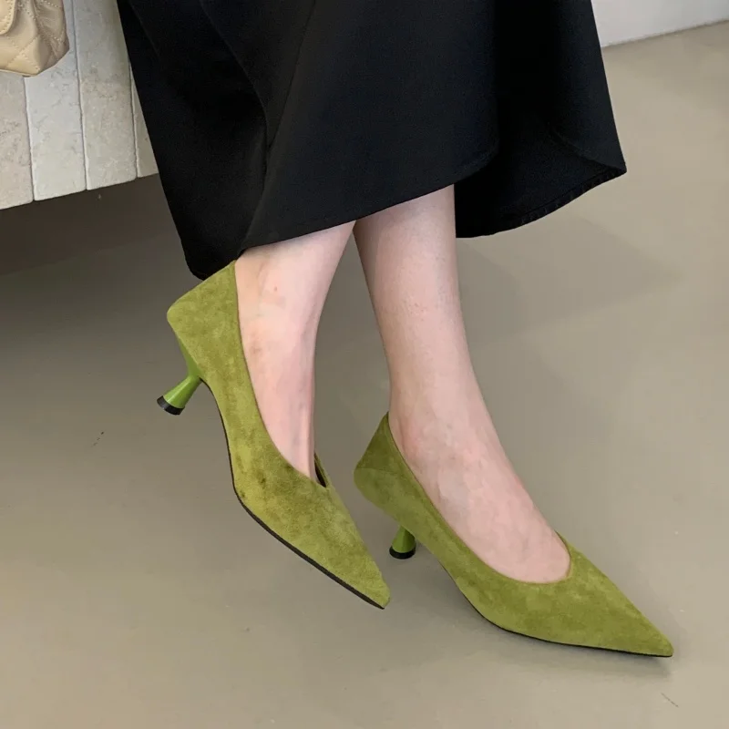 Bailamos Autumn Pointed Toe Women Sandals Sexy Shallow Slip On Pumps Shoes Fashion Thin High Heel Ladies Elegant Dress Shoes