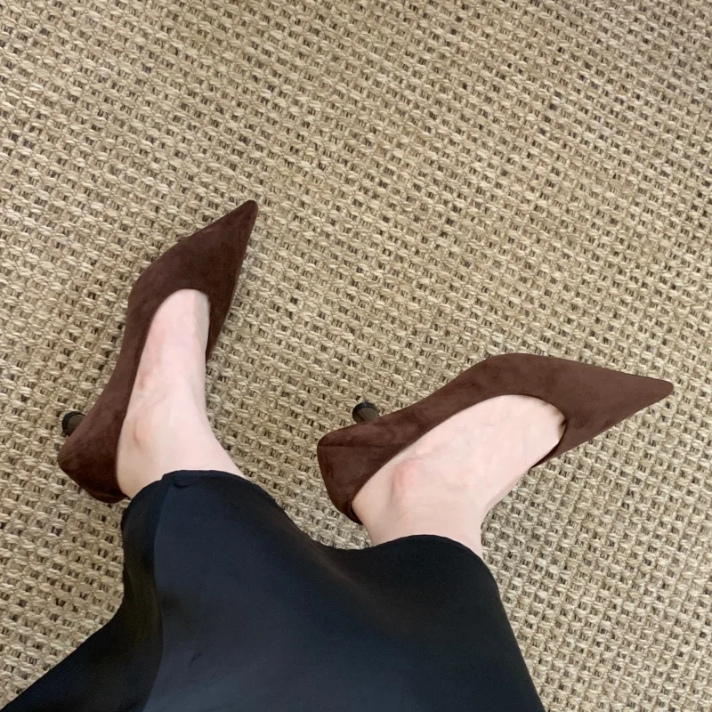 Bailamos Autumn Pointed Toe Women Sandals Sexy Shallow Slip On Pumps Shoes Fashion Thin High Heel Ladies Elegant Dress Shoes