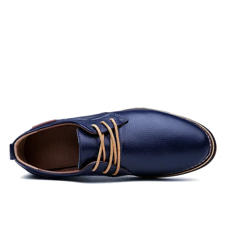 Men Oxfords Genuine Leather Dress Shoes Brogue Lace Up Italian Mens Casual Shoes Luxury Brand Moccasins Loafers Plus Size 38-48