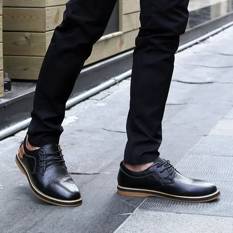 Men Oxfords Genuine Leather Dress Shoes Brogue Lace Up Italian Mens Casual Shoes Luxury Brand Moccasins Loafers Plus Size 38-48