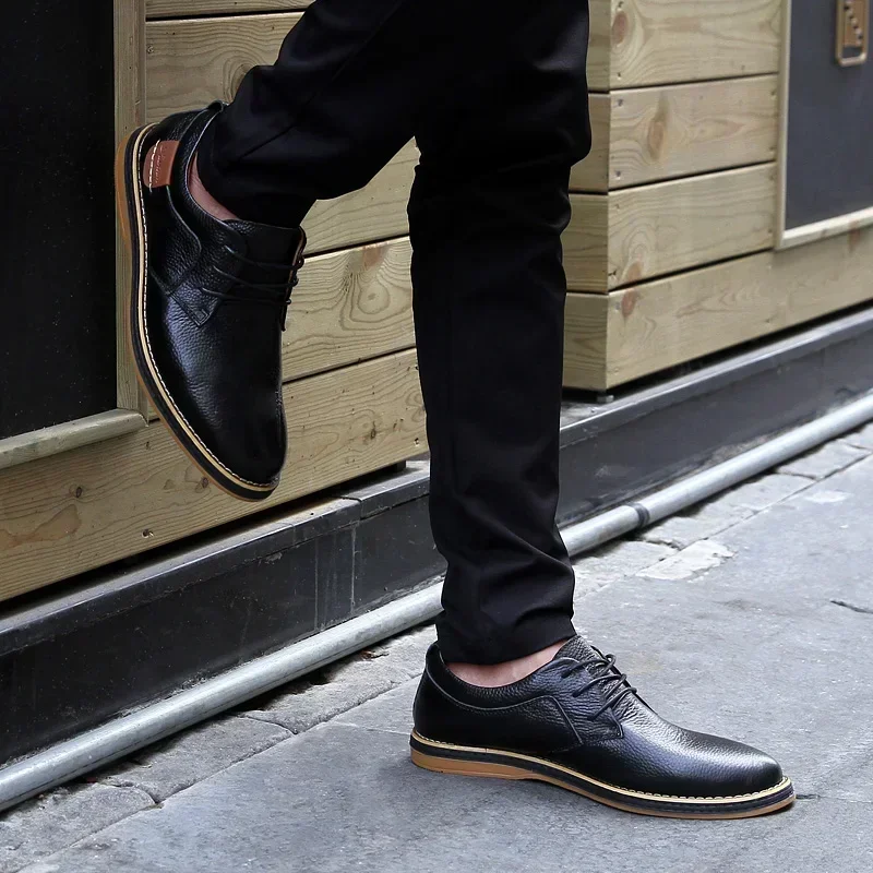 Men Oxfords Genuine Leather Dress Shoes Brogue Lace Up Italian Mens Casual Shoes Luxury Brand Moccasins Loafers Plus Size 38-48