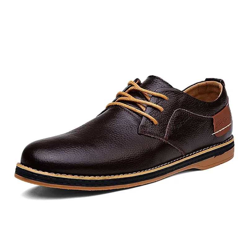 Men Oxfords Genuine Leather Dress Shoes Brogue Lace Up Italian Mens Casual Shoes Luxury Brand Moccasins Loafers Plus Size 38-48
