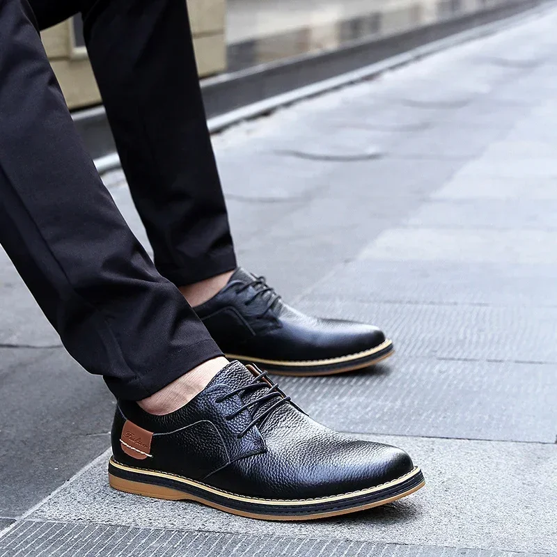 Men Oxfords Genuine Leather Dress Shoes Brogue Lace Up Italian Mens Casual Shoes Luxury Brand Moccasins Loafers Plus Size 38-48