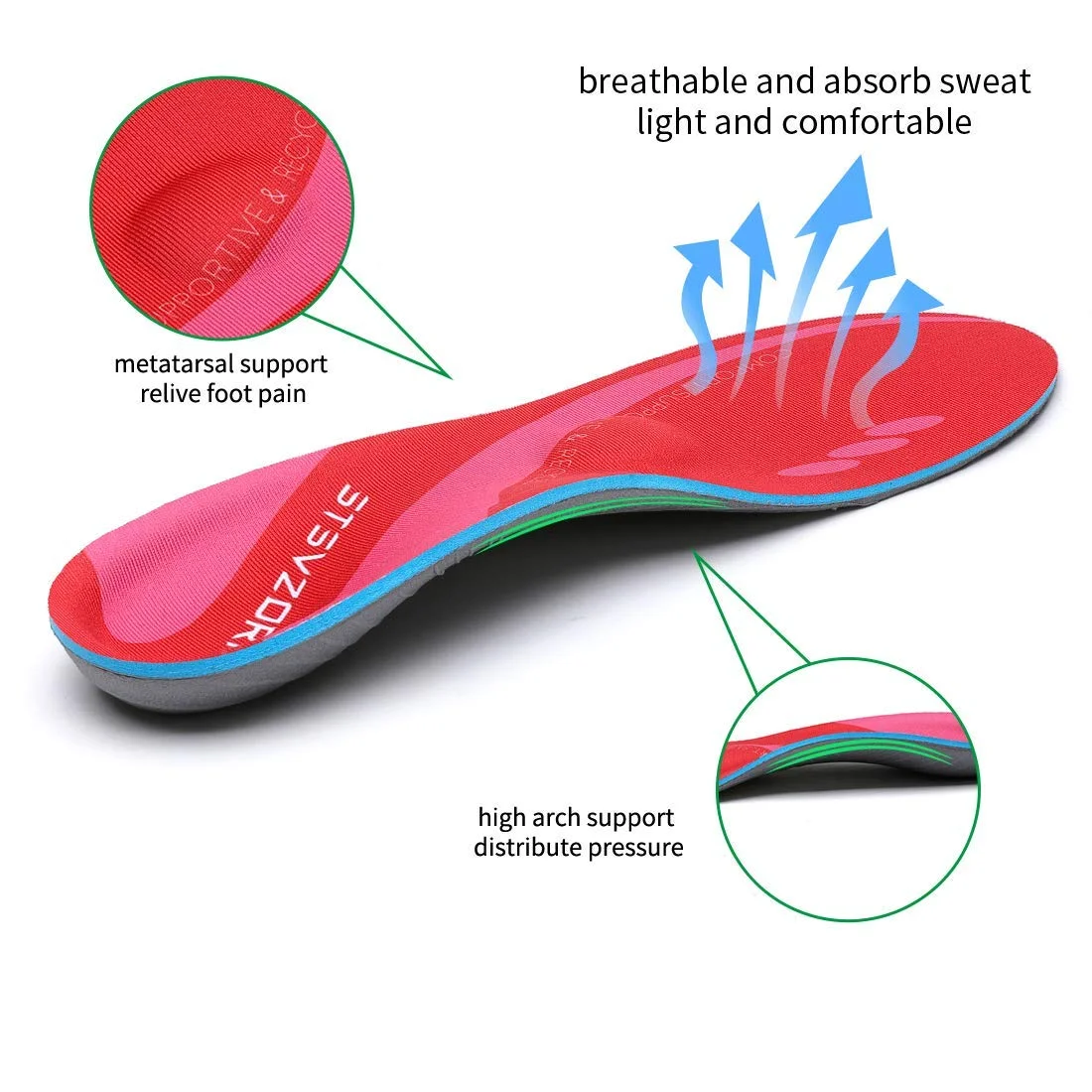 High Arch Support Plantar Fasciitis Orthopedic Shoe Sport Insole Men Women Flat Feet Sneaker Orthotic Plantillas Insert Sole
