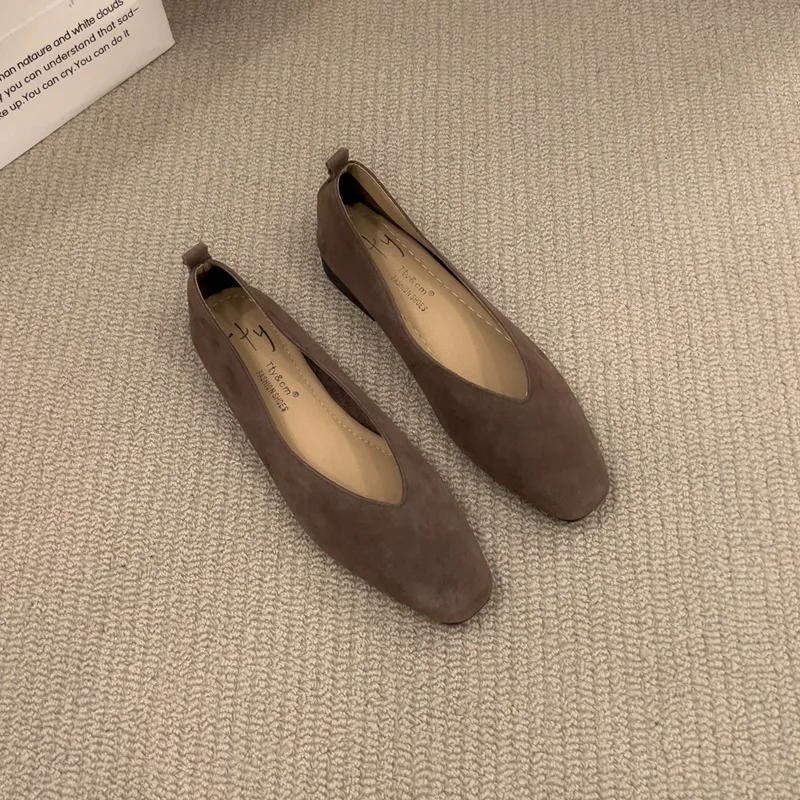 36-42 Over size sexy coffee pointed toe flats ballet shoes women european slip on single loafers brand velvet ballerina zapatos