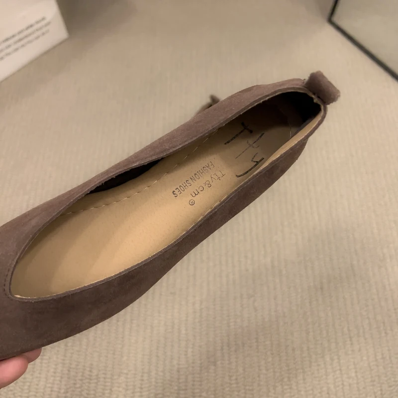 36-42 Over size sexy coffee pointed toe flats ballet shoes women european slip on single loafers brand velvet ballerina zapatos