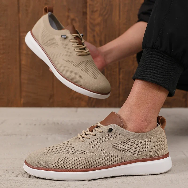 Fashionable Avant Garde Men's Sports Shoes Knitted Mesh Breathable Trendy Appearance Flat Shoes Versatile Street Casual Shoes