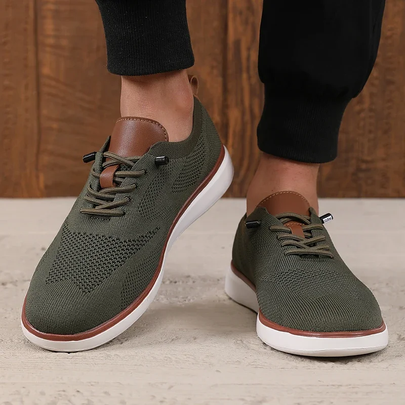 Fashionable Avant Garde Men's Sports Shoes Knitted Mesh Breathable Trendy Appearance Flat Shoes Versatile Street Casual Shoes