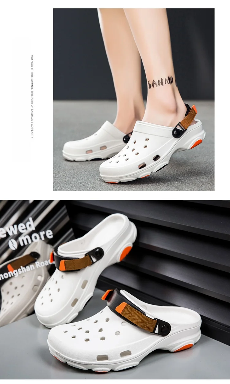 Summer Men's Hole Shoes Breathable Non-Slip Garden Shoes Baotou Sandals Dual-Purpose Beach Shoes Outdoor Leisure Slippers