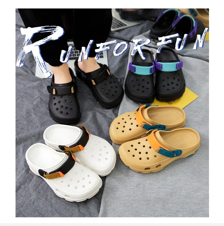 Summer Men's Hole Shoes Breathable Non-Slip Garden Shoes Baotou Sandals Dual-Purpose Beach Shoes Outdoor Leisure Slippers