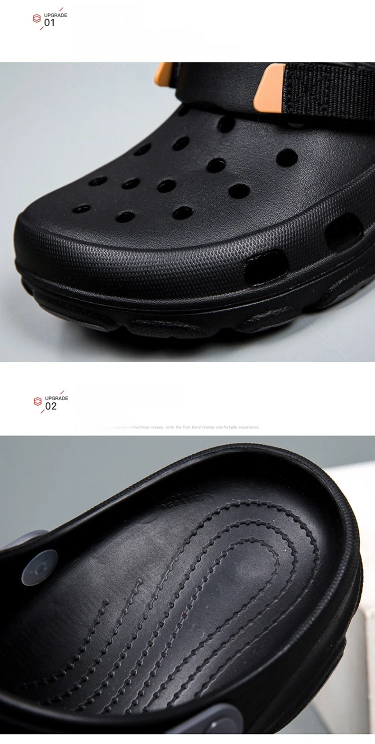 Summer Men's Hole Shoes Breathable Non-Slip Garden Shoes Baotou Sandals Dual-Purpose Beach Shoes Outdoor Leisure Slippers