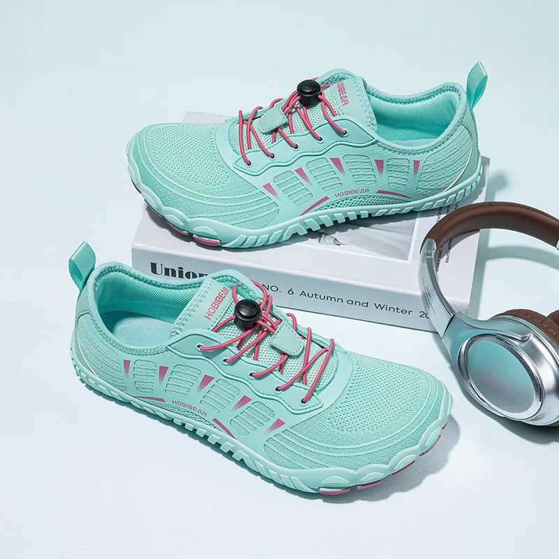 HOBIBEAR Wide Toe Barefoot Sneaker Unisex Non Slip Outdoor Athletic Shoes Elastic Band Beach Sneakers