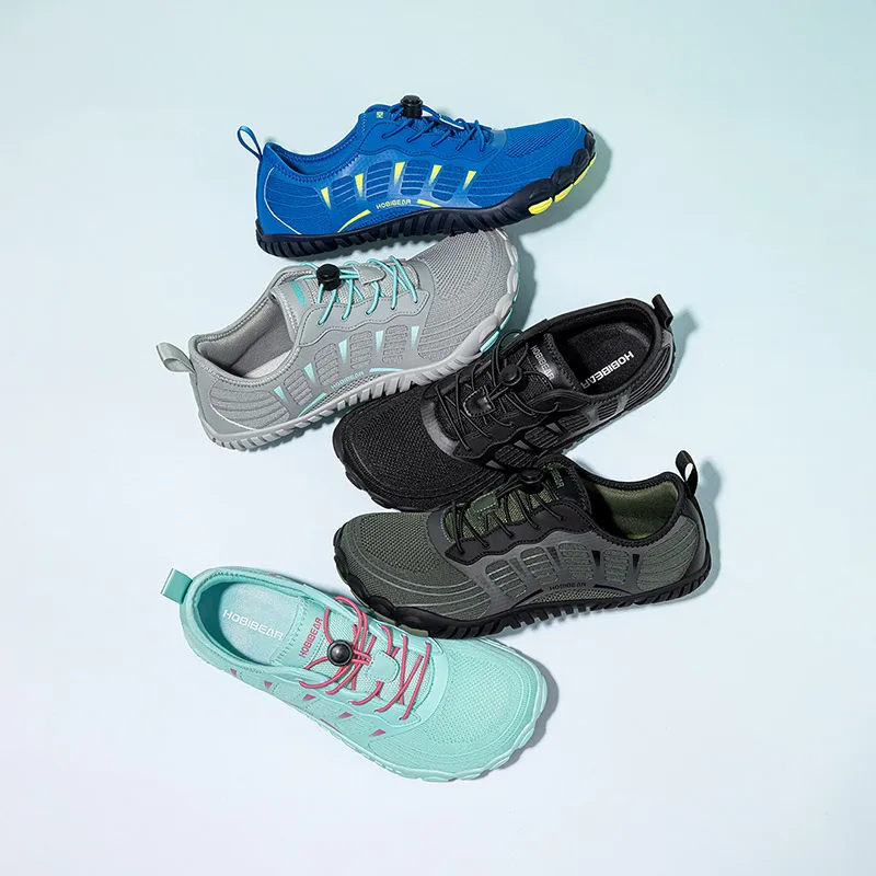 HOBIBEAR Wide Toe Barefoot Sneaker Unisex Non Slip Outdoor Athletic Shoes Elastic Band Beach Sneakers