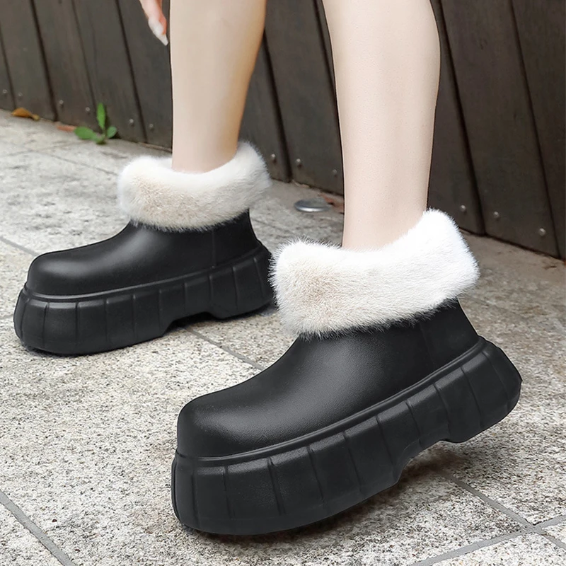 Women's Beige Galoshes Waterproof Ankle Rain Boots Woman Korean Style Loose Rainboots Water Shoes Ladies New Wide Toe Rain Shoes