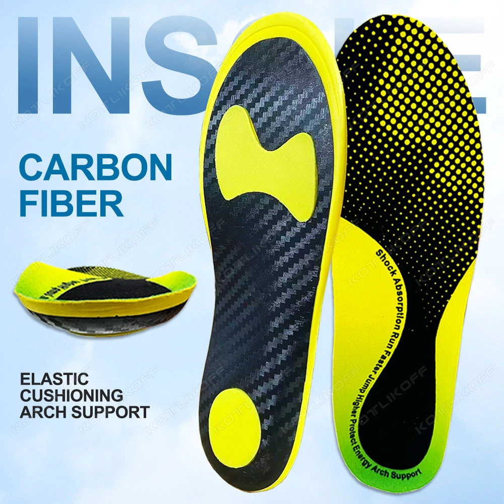 Full Palm Carbon Fiber Insoles High Elasticity Shock Absorption Outdoor Sports Running 3D Arch Support Ultra Light High Strength