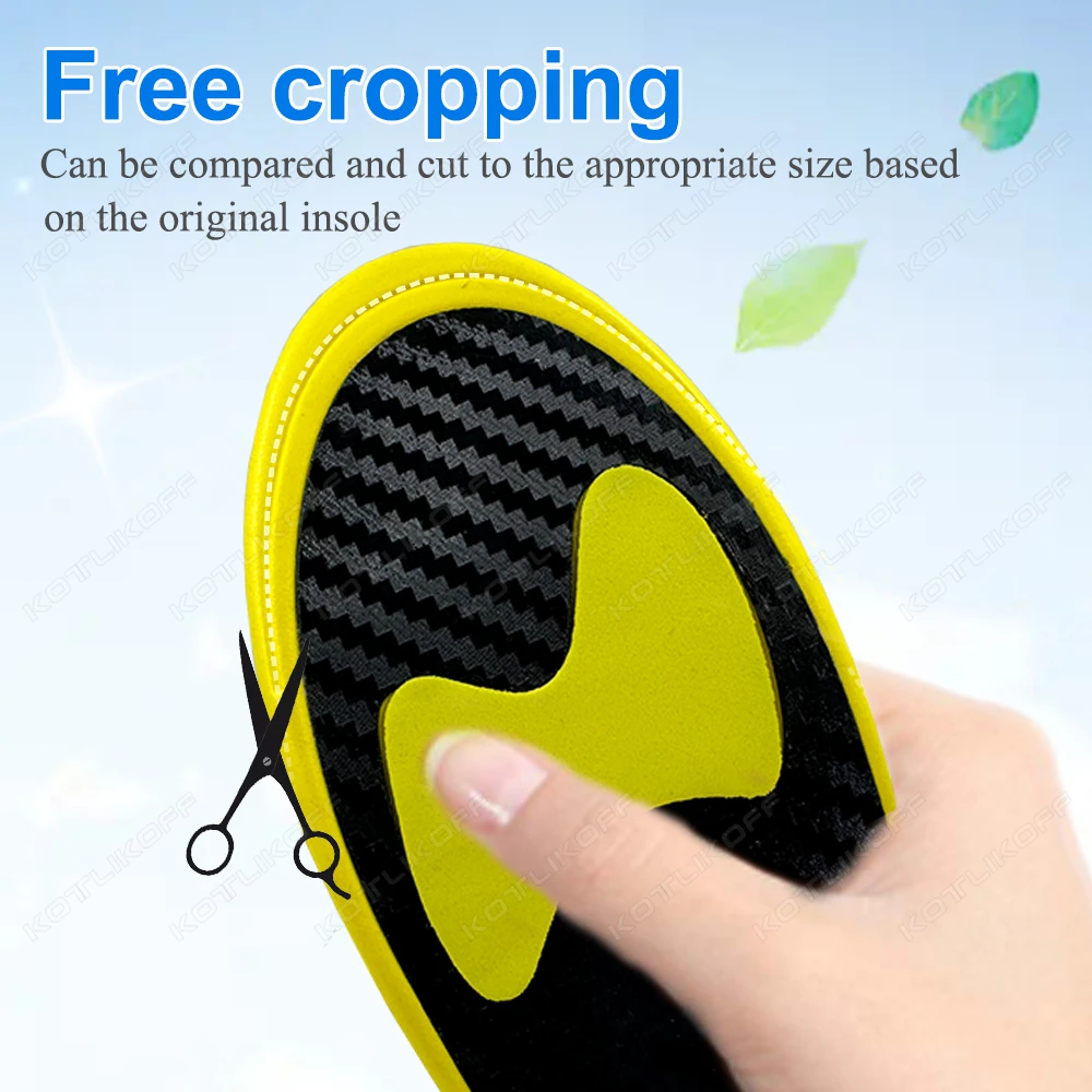Full Palm Carbon Fiber Insoles High Elasticity Shock Absorption Outdoor Sports Running 3D Arch Support Ultra Light High Strength