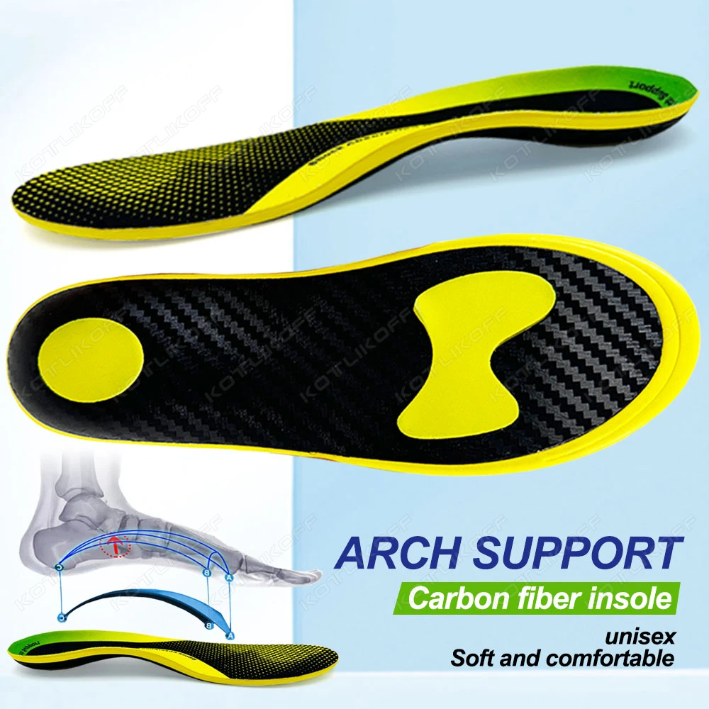 Full Palm Carbon Fiber Insoles High Elasticity Shock Absorption Outdoor Sports Running 3D Arch Support Ultra Light High Strength