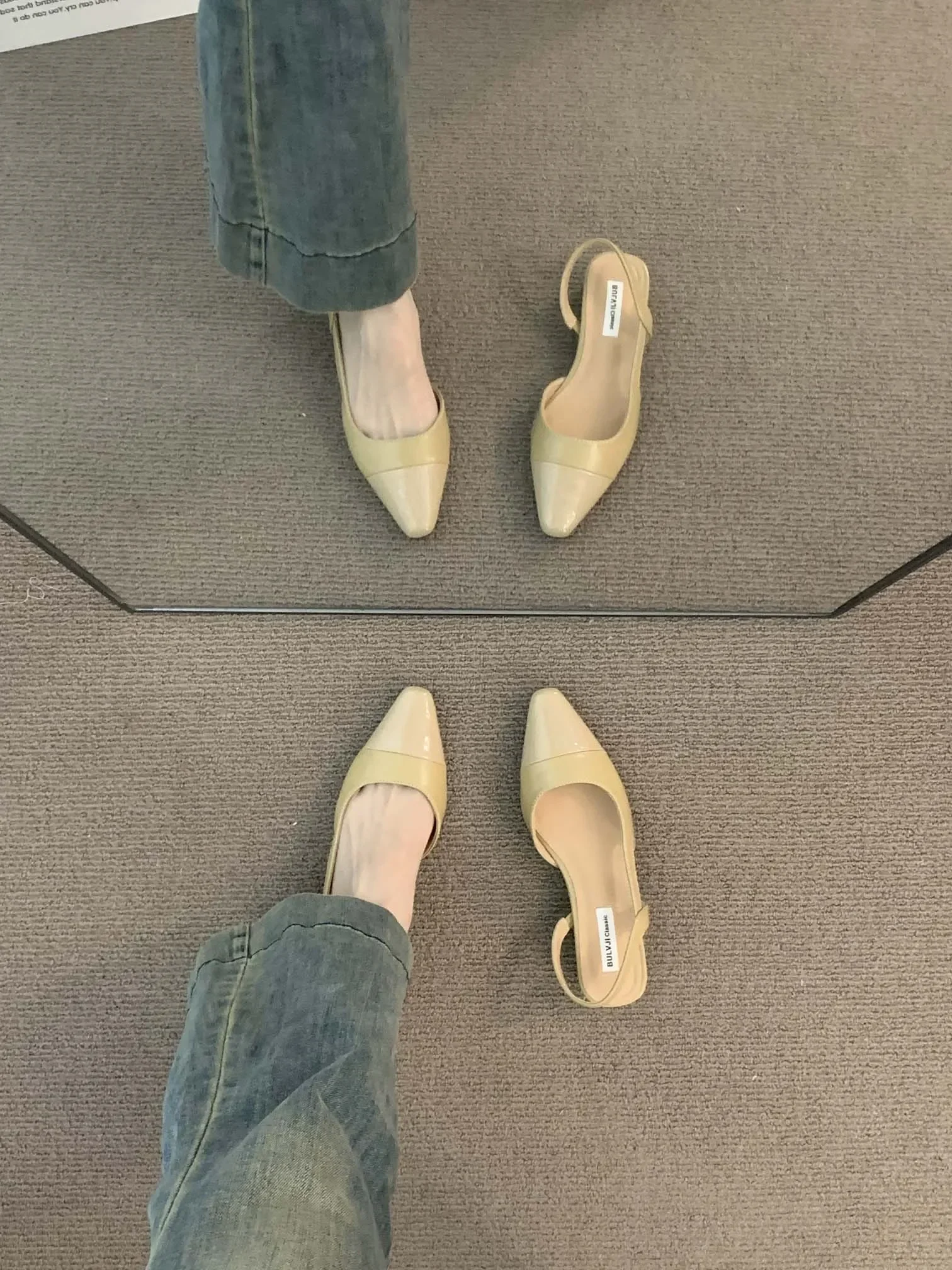 Brand luxury designer fashion PU leather design ladies summer new style pointed toe low heel women sandals non-slip flat shoes