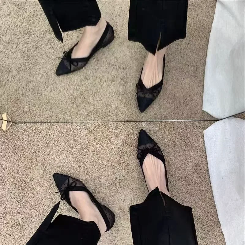 Fashionable Hot Selling New Comfortable Large Pize Women's Shoes Spring/Autumn Elegant Pointed Sexy Bow Banquet Mary Jane Shoes
