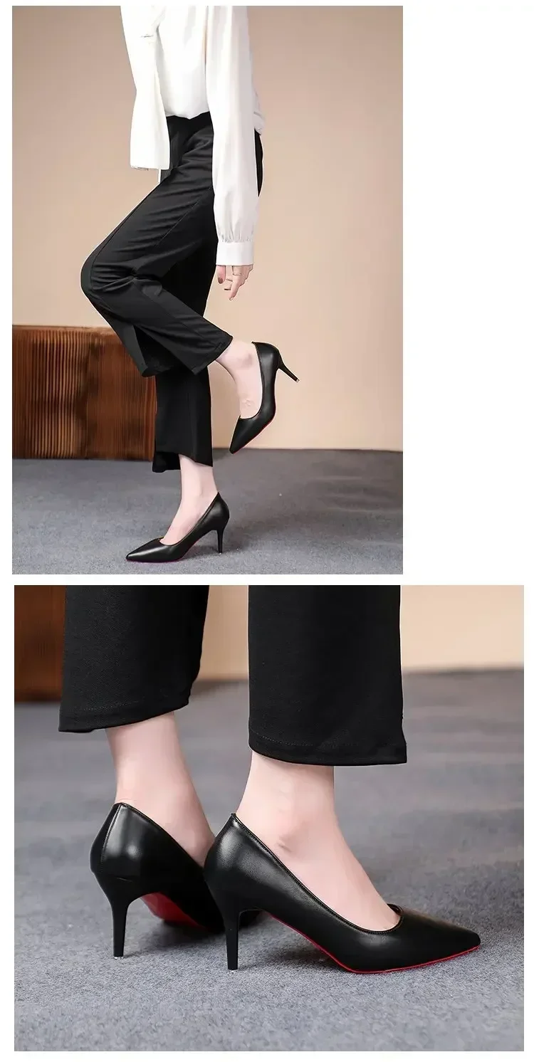 Sexy Pointed Toe Patent Leather High Heels Temperament Girl Sole Party Dress Stiletto Pumps Classic Black Work Single Shoes