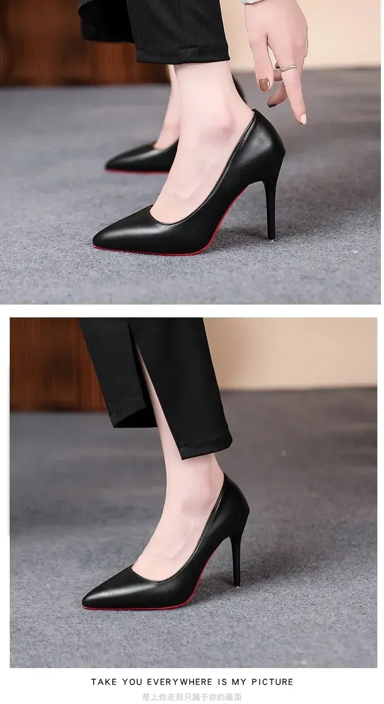 Sexy Pointed Toe Patent Leather High Heels Temperament Girl Sole Party Dress Stiletto Pumps Classic Black Work Single Shoes