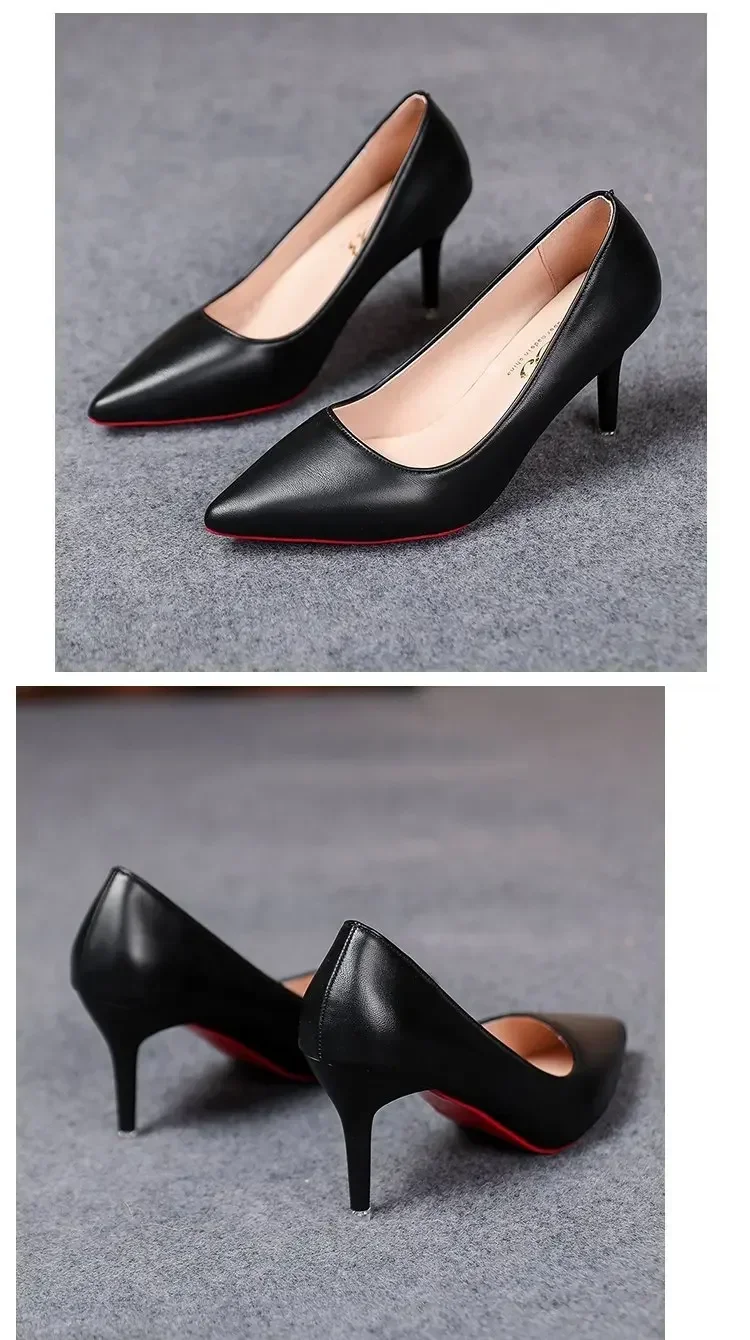 Sexy Pointed Toe Patent Leather High Heels Temperament Girl Sole Party Dress Stiletto Pumps Classic Black Work Single Shoes