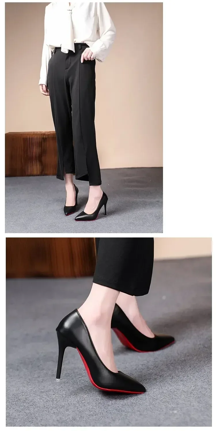 Sexy Pointed Toe Patent Leather High Heels Temperament Girl Sole Party Dress Stiletto Pumps Classic Black Work Single Shoes