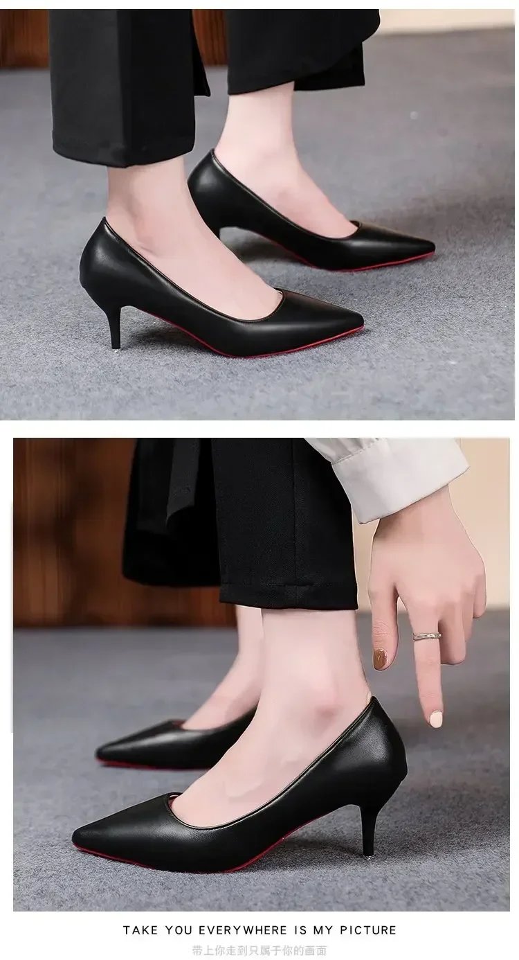 Sexy Pointed Toe Patent Leather High Heels Temperament Girl Sole Party Dress Stiletto Pumps Classic Black Work Single Shoes