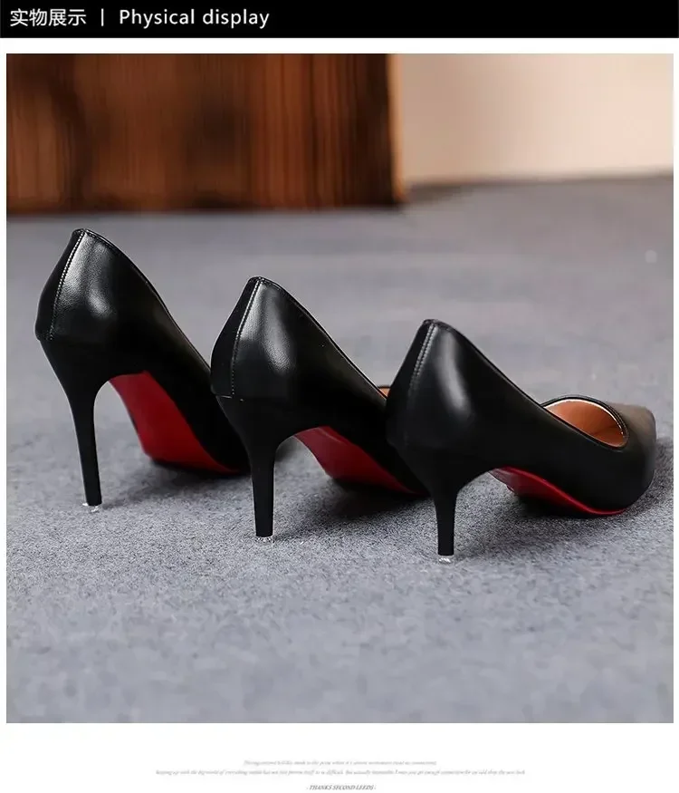 Sexy Pointed Toe Patent Leather High Heels Temperament Girl Sole Party Dress Stiletto Pumps Classic Black Work Single Shoes