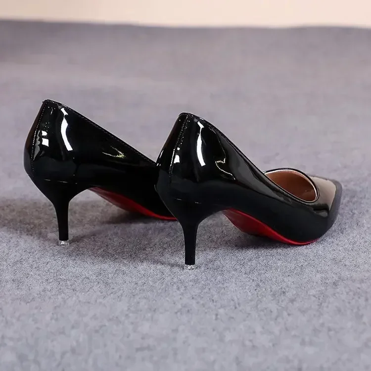 Sexy Pointed Toe Patent Leather High Heels Temperament Girl Sole Party Dress Stiletto Pumps Classic Black Work Single Shoes