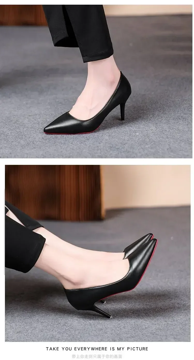 Sexy Pointed Toe Patent Leather High Heels Temperament Girl Sole Party Dress Stiletto Pumps Classic Black Work Single Shoes