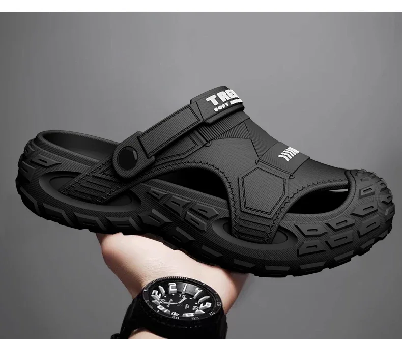 2026 Summer Hot Sale Men's EVA Sandals Summer Thick Soft Soled Outdoor Wear Beach Casual Sports Perforated Shoes Plus Size 48-49